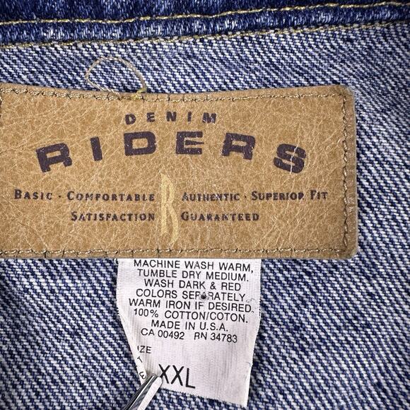 VTG Deadstock Men's Denim Riders Jean Jacket Stone Wash Size XXL Made in USA - Picture 8 of 16